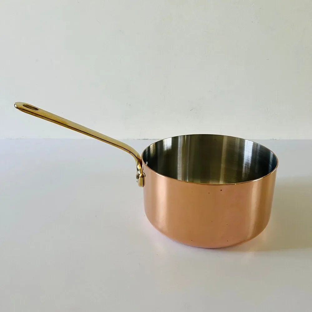 DE BUYER Incouivre Service Copper Saucepan with Brass Handle, 1.6 Qt